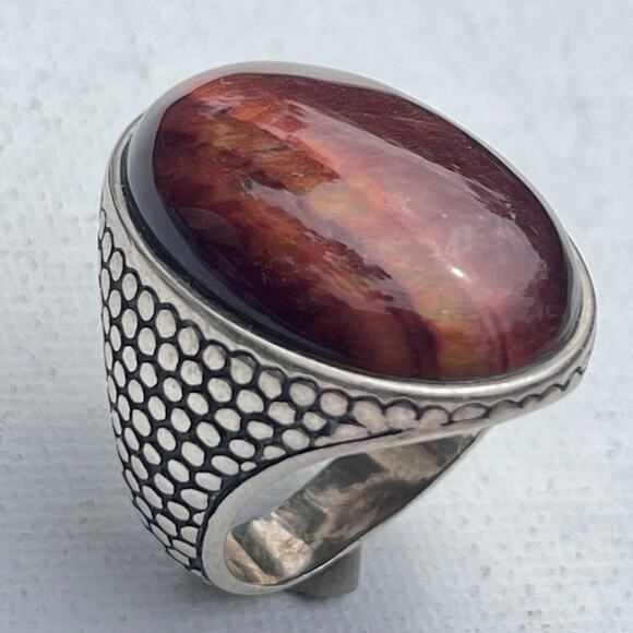 Vintage Sterling Silver Cats Eye Ring - Size 7 - Picture 2 of 7